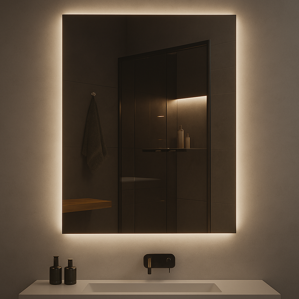 Miroir de salle de bain LED rétroéclairé rectangulaire Ondelle — Anti-buée, intensité réglable 3-CCT | 4 tailles