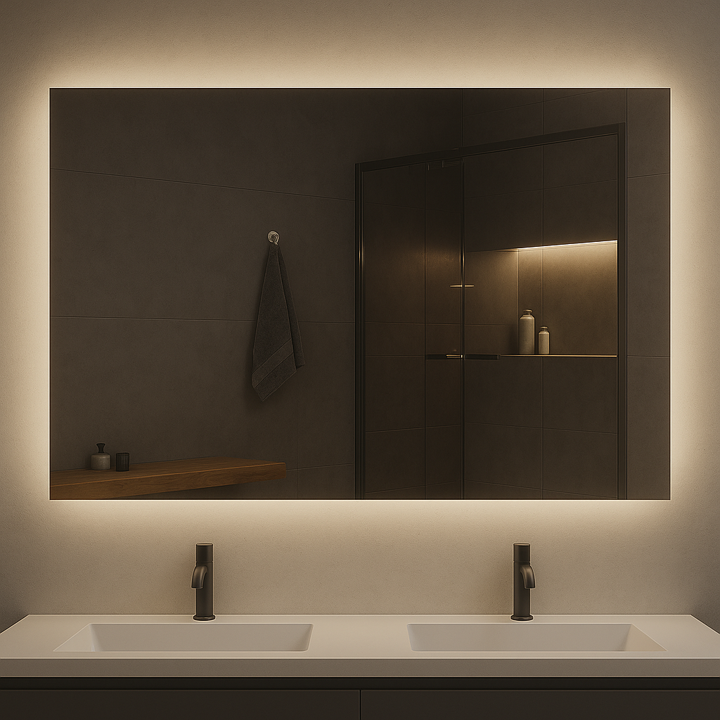 Miroir de salle de bain LED rétroéclairé rectangulaire Ondelle — Anti-buée, intensité réglable 3-CCT | 4 tailles
