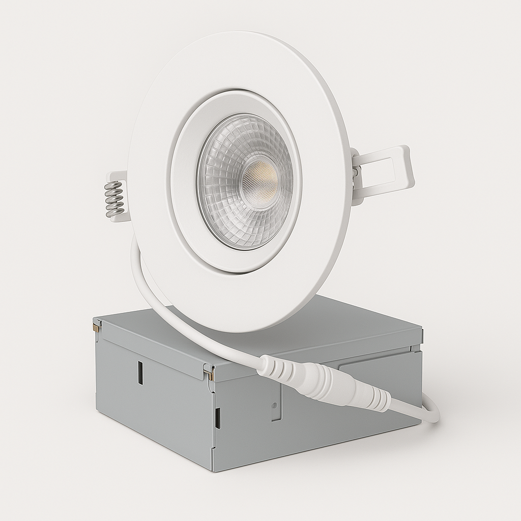 Projecteur encastré à cardan Luvelle de 4 po – Orientable à 360°/inclinaison à 90°, sans boîtier, 5CCT, homologué Energy Star, classé IC