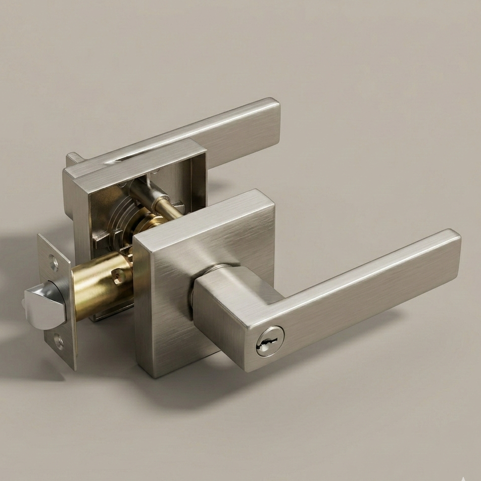 Vellum Hardware Quadra Door Lever — Square Rosette, Keyed, Privacy, Passage & Dummy