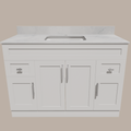 Meuble-lavabo de salle de bain Shaker 48 po — Blanc ou gris | Armoire en contreplaqué, portes en bois massif, charnières à clipser 3 voies à fermeture amortie