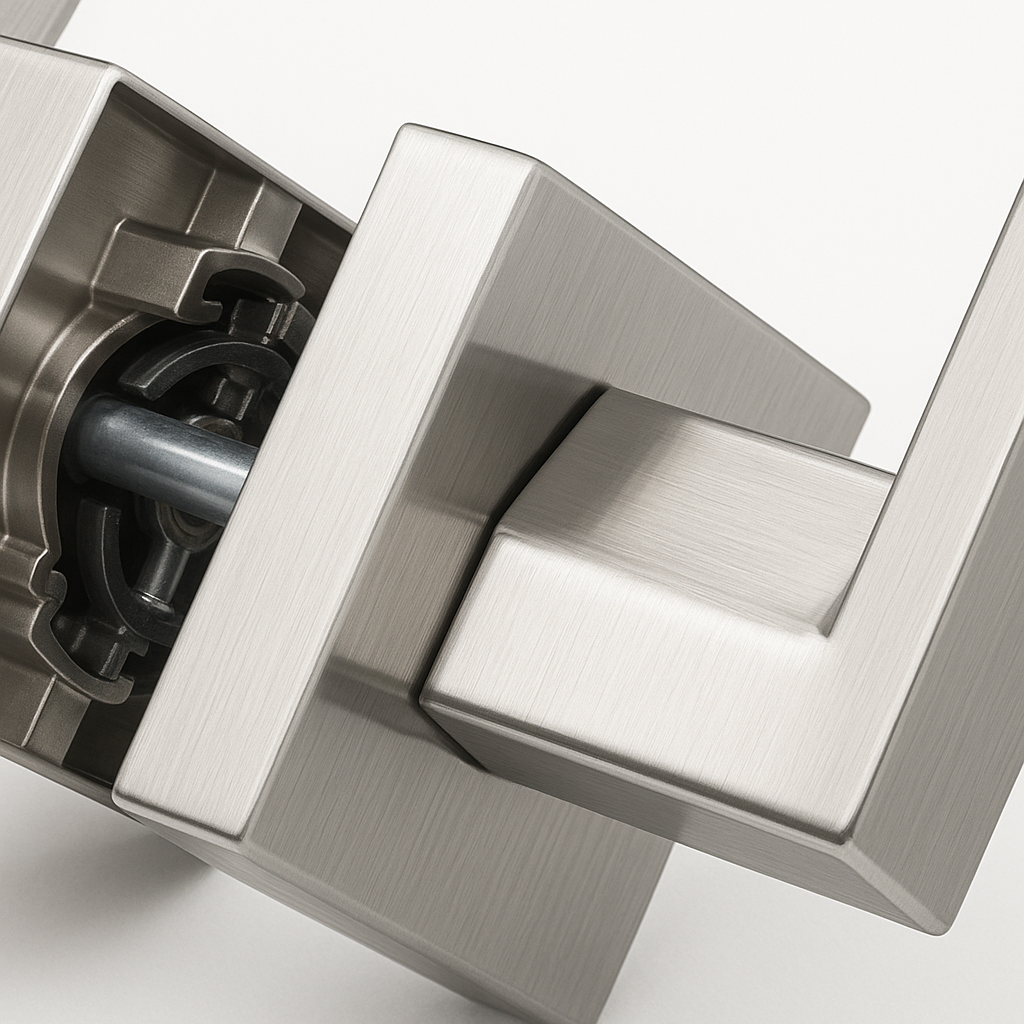 Vellum Hardware Quadra Door Lever — Square Rosette, Keyed, Privacy, Passage & Dummy