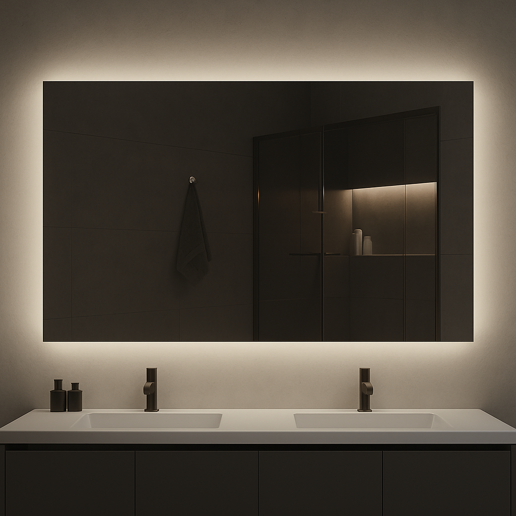 Miroir de salle de bain LED rétroéclairé rectangulaire Ondelle — Anti-buée, intensité réglable 3-CCT | 4 tailles